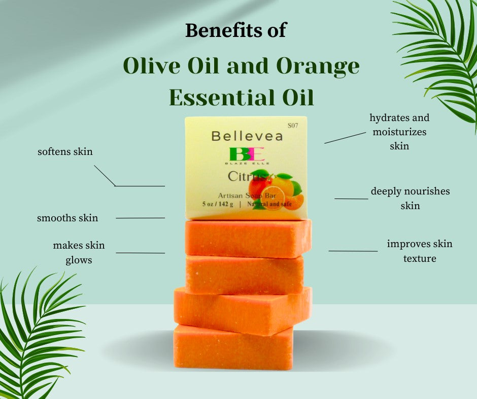 5oz Bellevea Artisan Soap Bar, Citrus