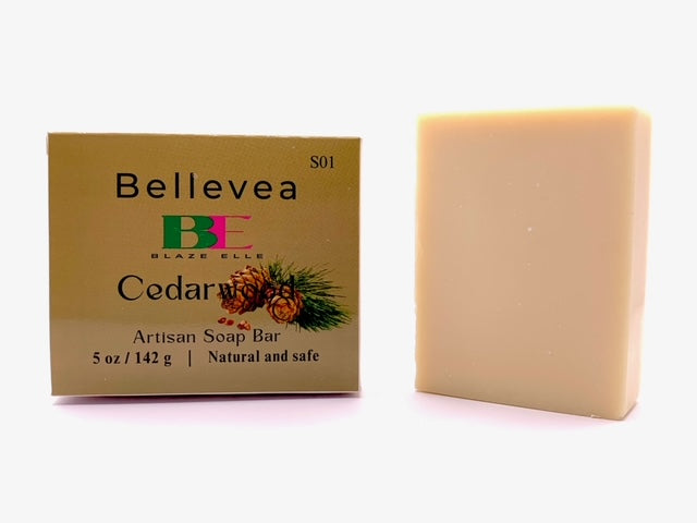 5oz Bellevea Artisan Soap Bar, Cedarwood