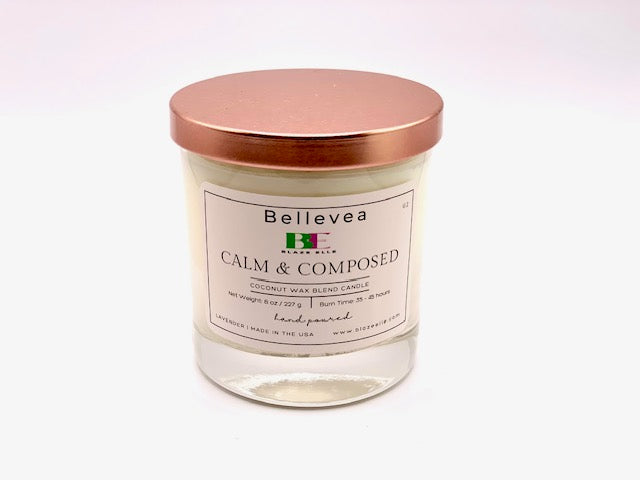 11oz Bellevea Calm and Composed Candle, the scent of lavender