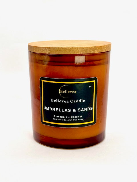 11oz Bellevea Umbrella and Sands, the scents of pineapple and coconut.