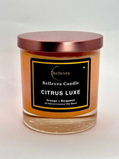 8oz Bellevea CITRUS LUXE Candle, the scents of orange and bergamot