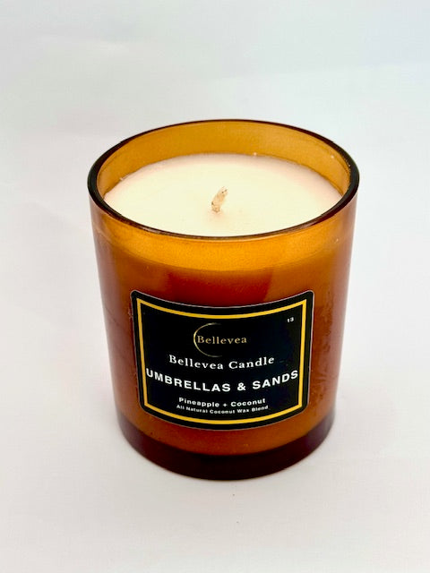 11oz Bellevea Umbrella and Sands, the scents of pineapple and coconut.