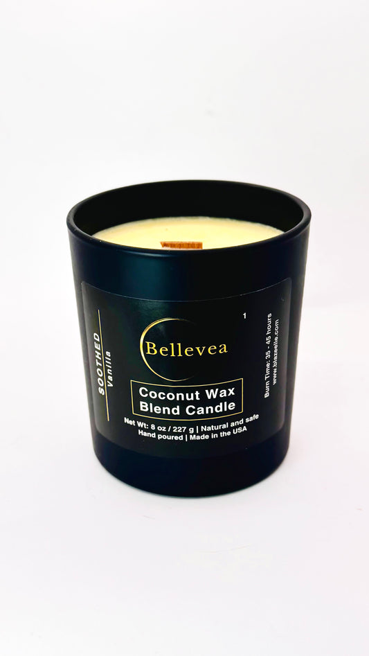 11oz Bellevea Soothed Candle, the scents of vanilla and shea butter