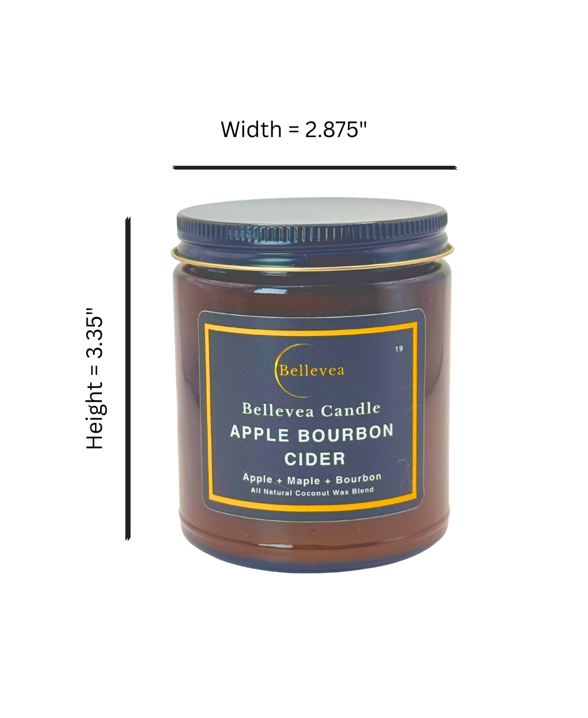 7.5 oz Bellevea Apple Bourbon Cider Candle, the scents of apple, maple, bourbon, cinnamon, pumpkin and vanilla
