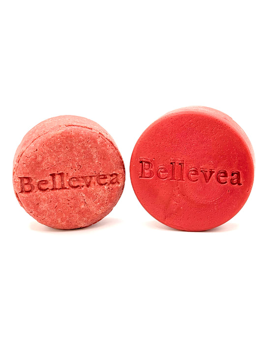 3.2 oz Bellevea Nature's VibrantGlow Shampoo & 3 oz Conditioner Bars Combo - For hair strengthening & volumizing for thin, coarse, dry, and damaged hair (All Hair Types) in women and men. Scents of geranium & bergamot.