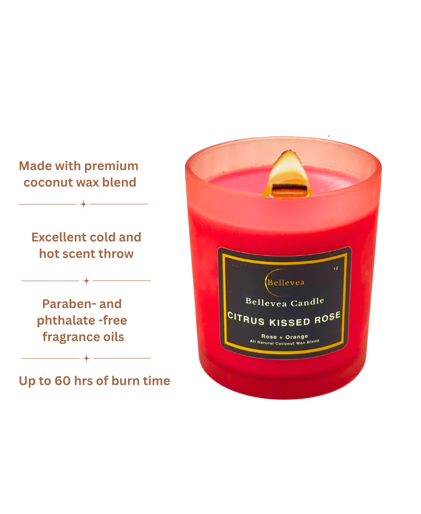 11 oz Bellevea Citrus Kissed Rose Candle, the scents of rose and orange