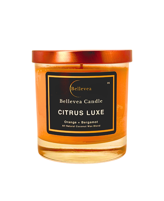 8 oz Bellevea CITRUS LUXE Candle, the scents of orange and bergamot