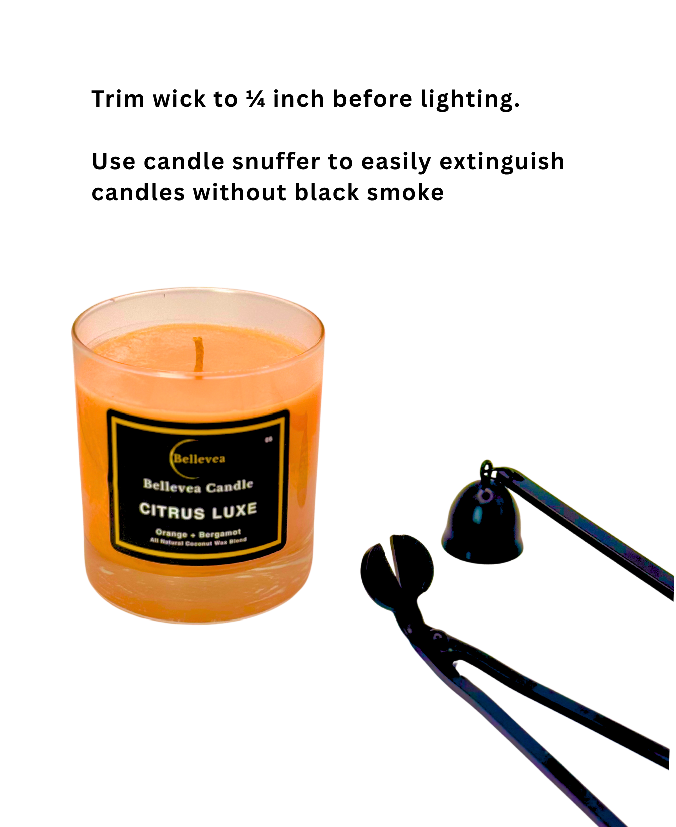 8 oz Bellevea CITRUS LUXE Candle, the scents of orange and bergamot