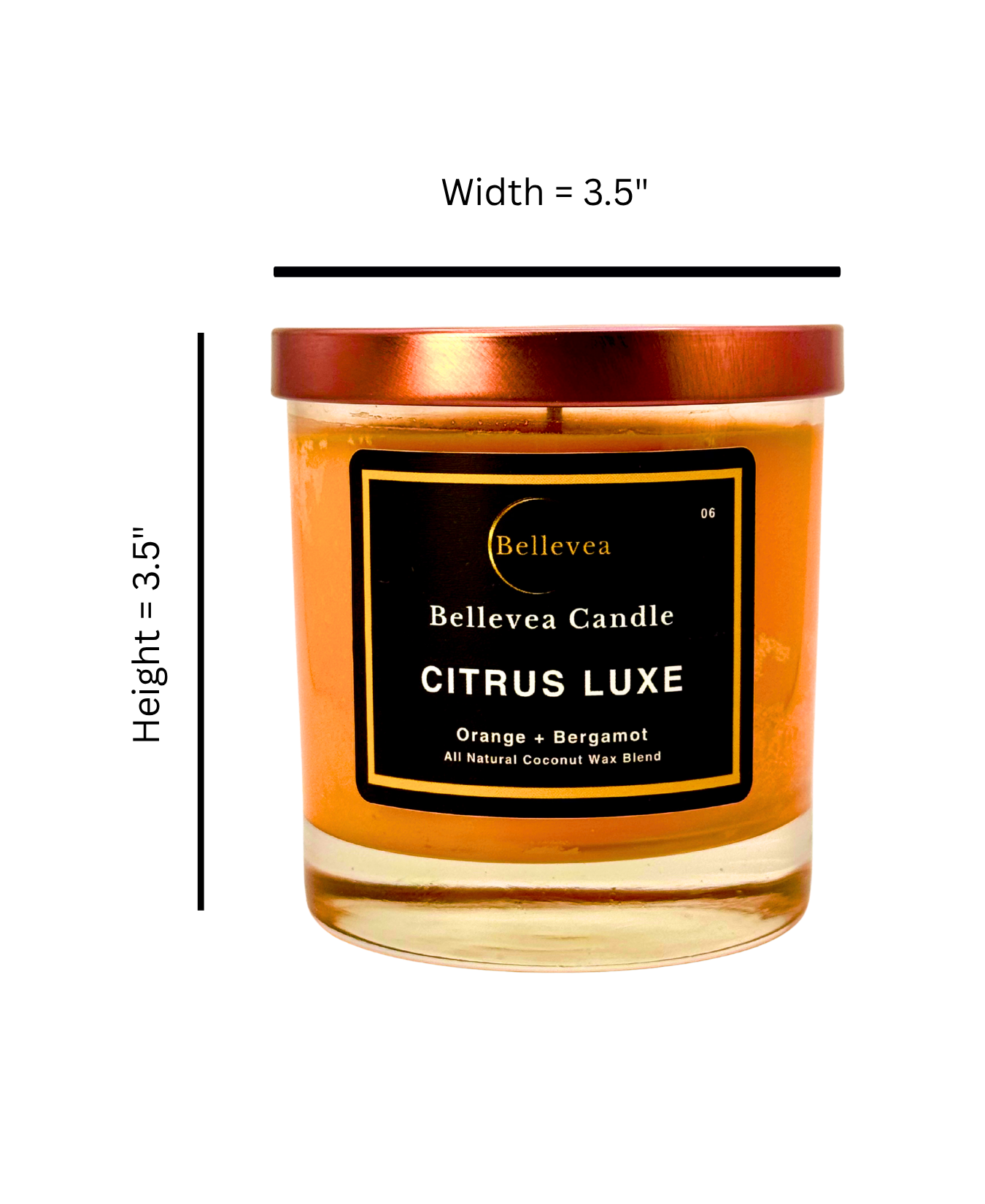 8 oz Bellevea CITRUS LUXE Candle, the scents of orange and bergamot
