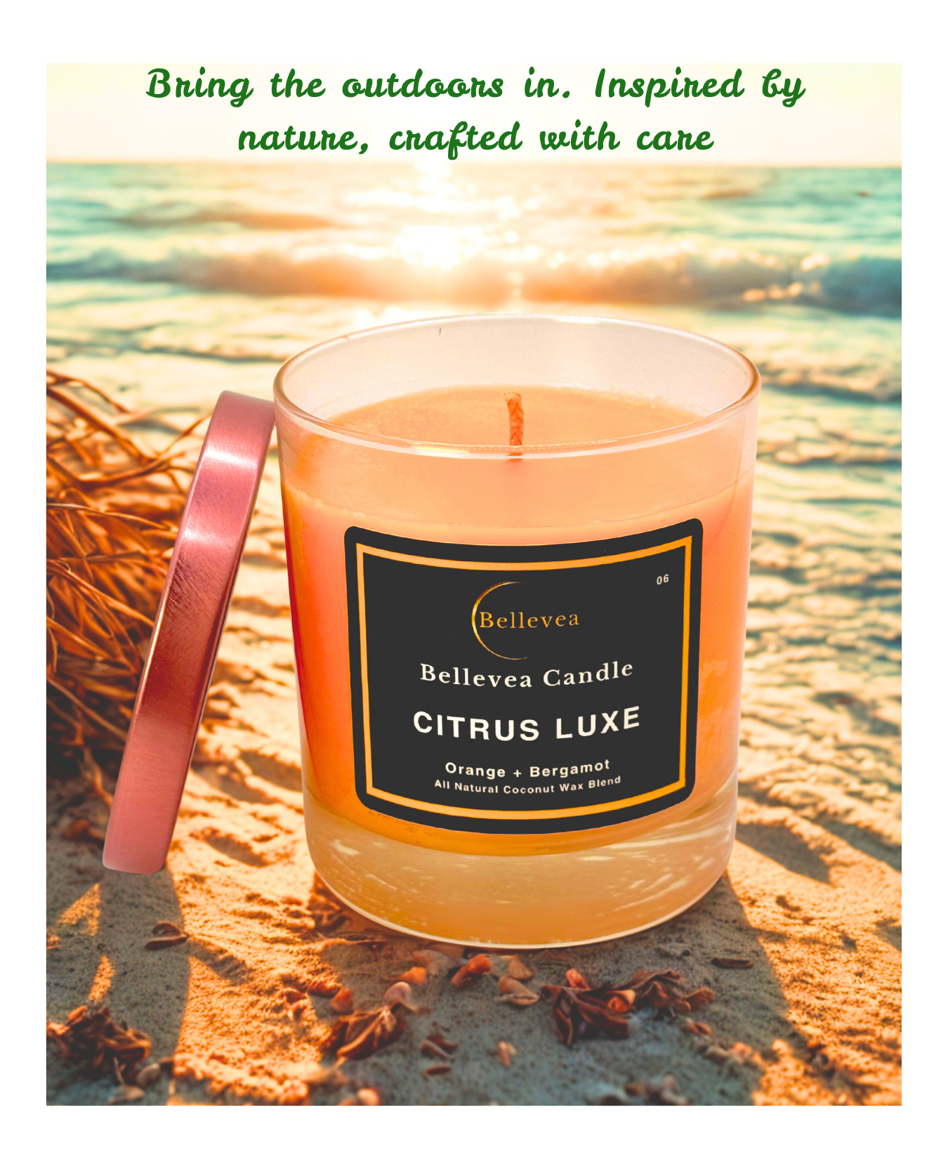 8 oz Bellevea CITRUS LUXE Candle, the scents of orange and bergamot