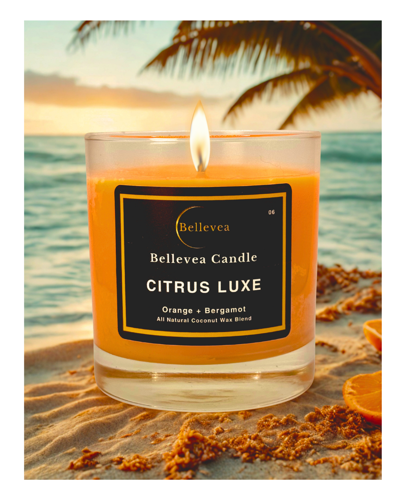 8 oz Bellevea CITRUS LUXE Candle, the scents of orange and bergamot