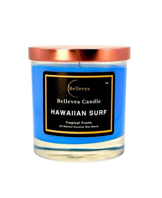 8 oz Bellevea Hawaiian Surf Candle, the scents of tropical fruits