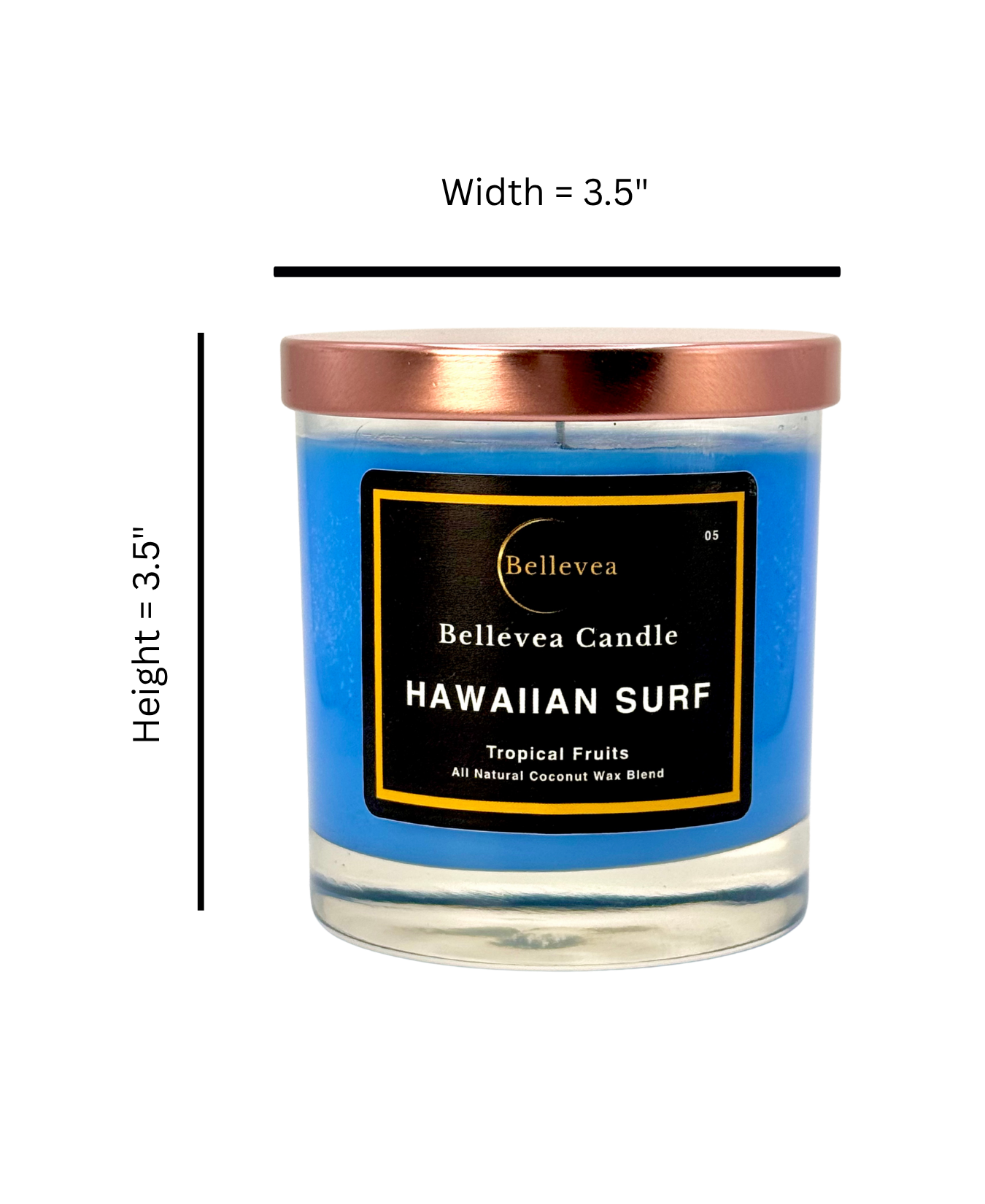 8 oz Bellevea Hawaiian Surf Candle, the scents of tropical fruits
