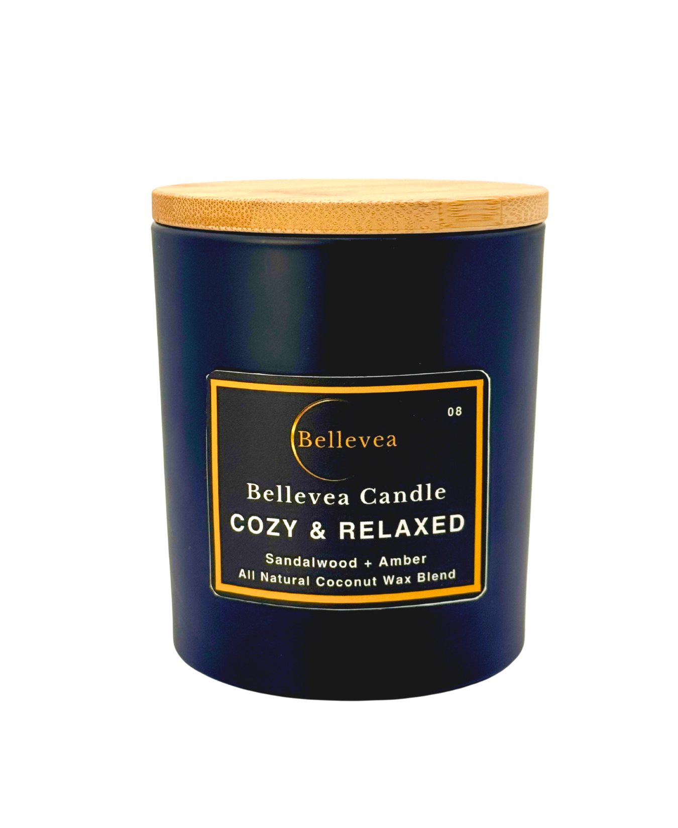 11 oz Bellevea Cozy & Relaxed Candle, the scents of amber and sandalwood
