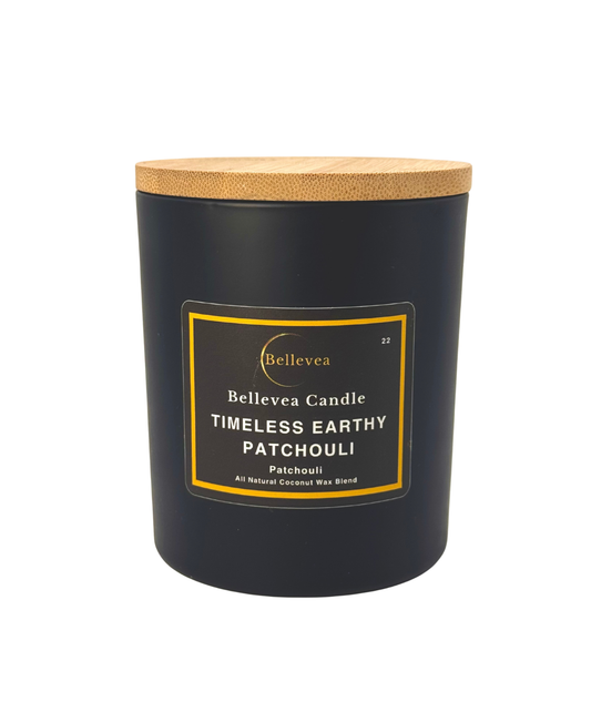 11 oz Bellevea Timeless Earthy PATCHOULI Candle, the scents of patchouli and bergamot