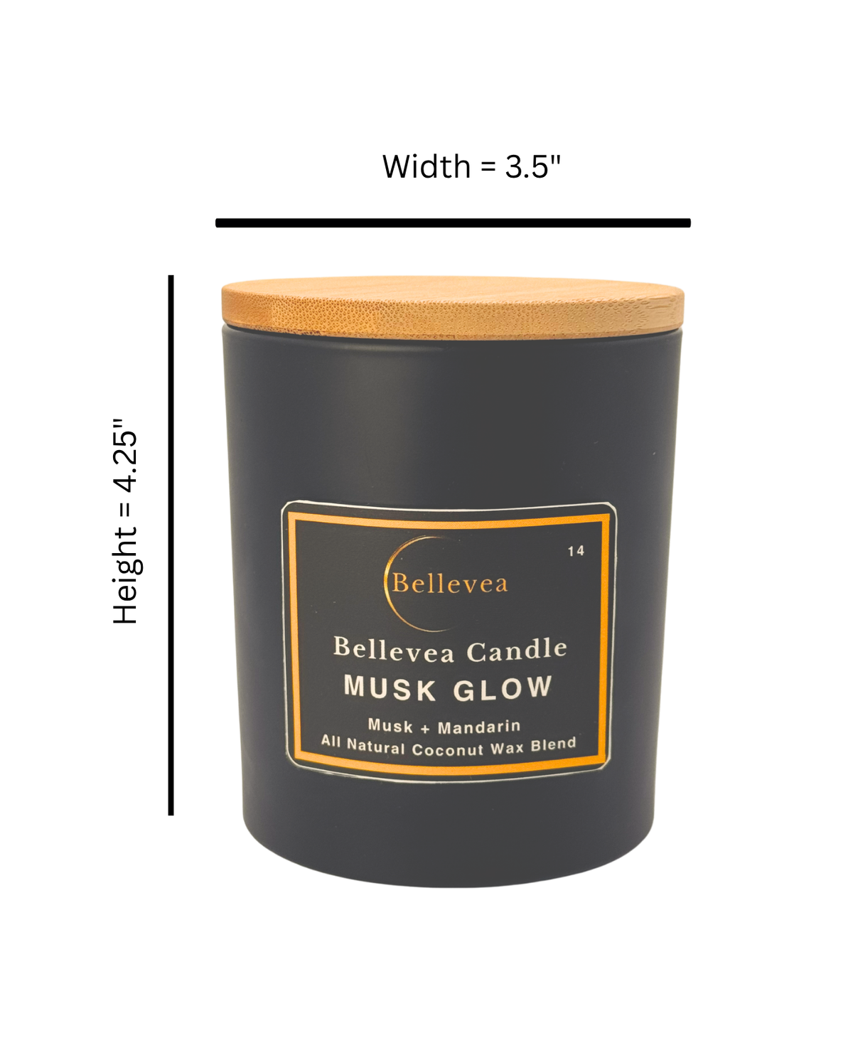 11 oz Bellevea Musk Candle, the scents of musk, orange, sandalwood, and vanilla