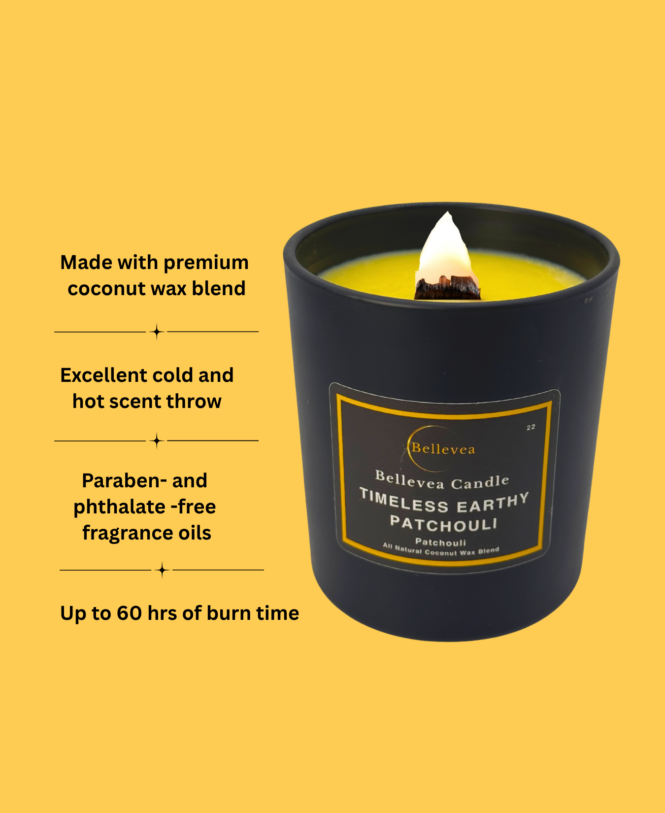 11 oz Bellevea Timeless Earthy PATCHOULI Candle, the scents of patchouli and bergamot