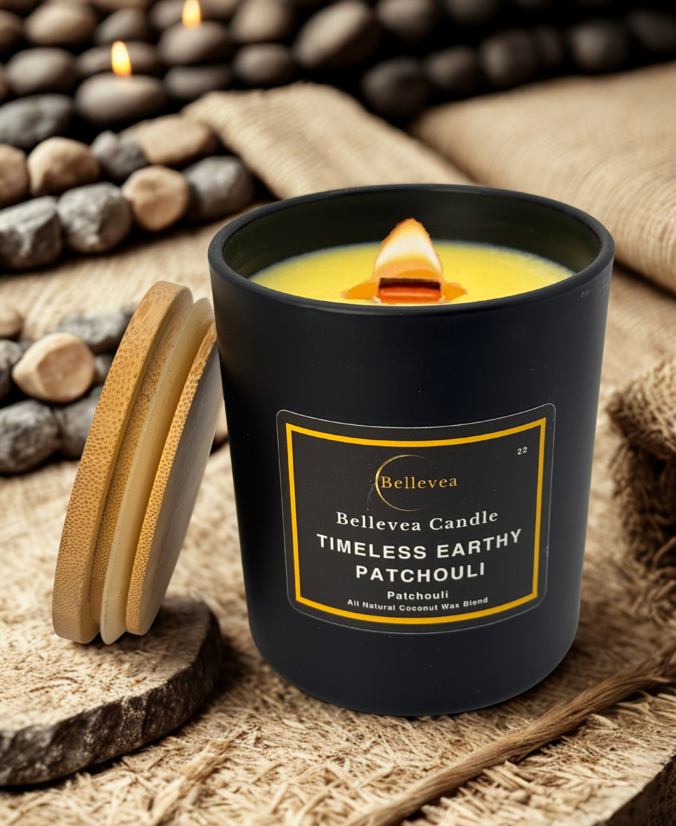 11 oz Bellevea Timeless Earthy PATCHOULI Candle, the scents of patchouli and bergamot