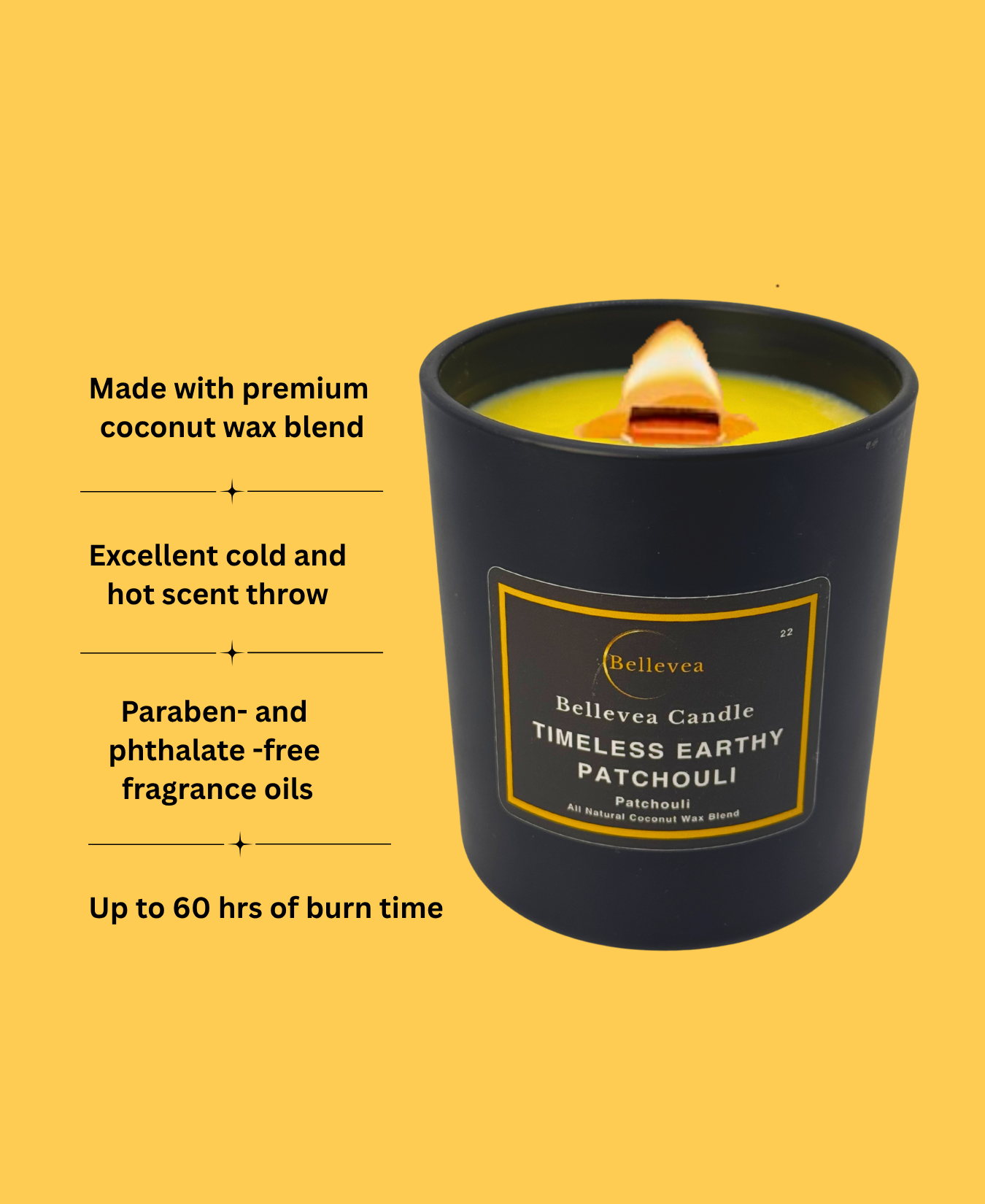 11 oz Bellevea Timeless Earthy PATCHOULI Candle, the scents of patchouli and bergamot