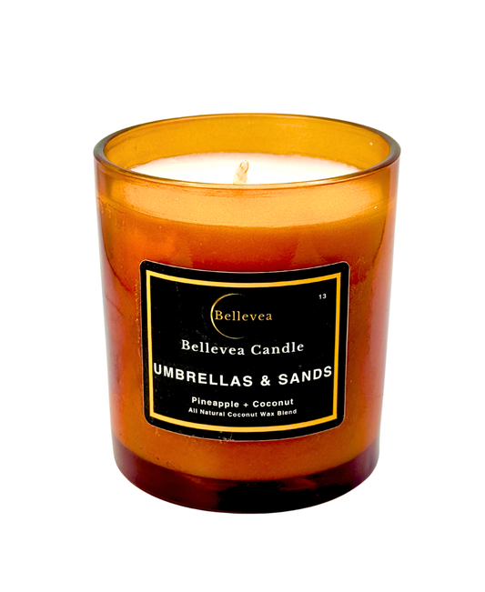 11oz Bellevea Umbrella and Sands, the scents of pineapple and coconut.