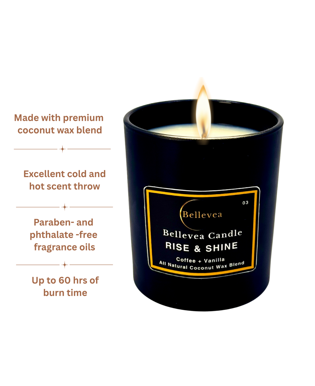 11 oz Bellevea Rise & Shine Candle, the scents of coffee and vanilla