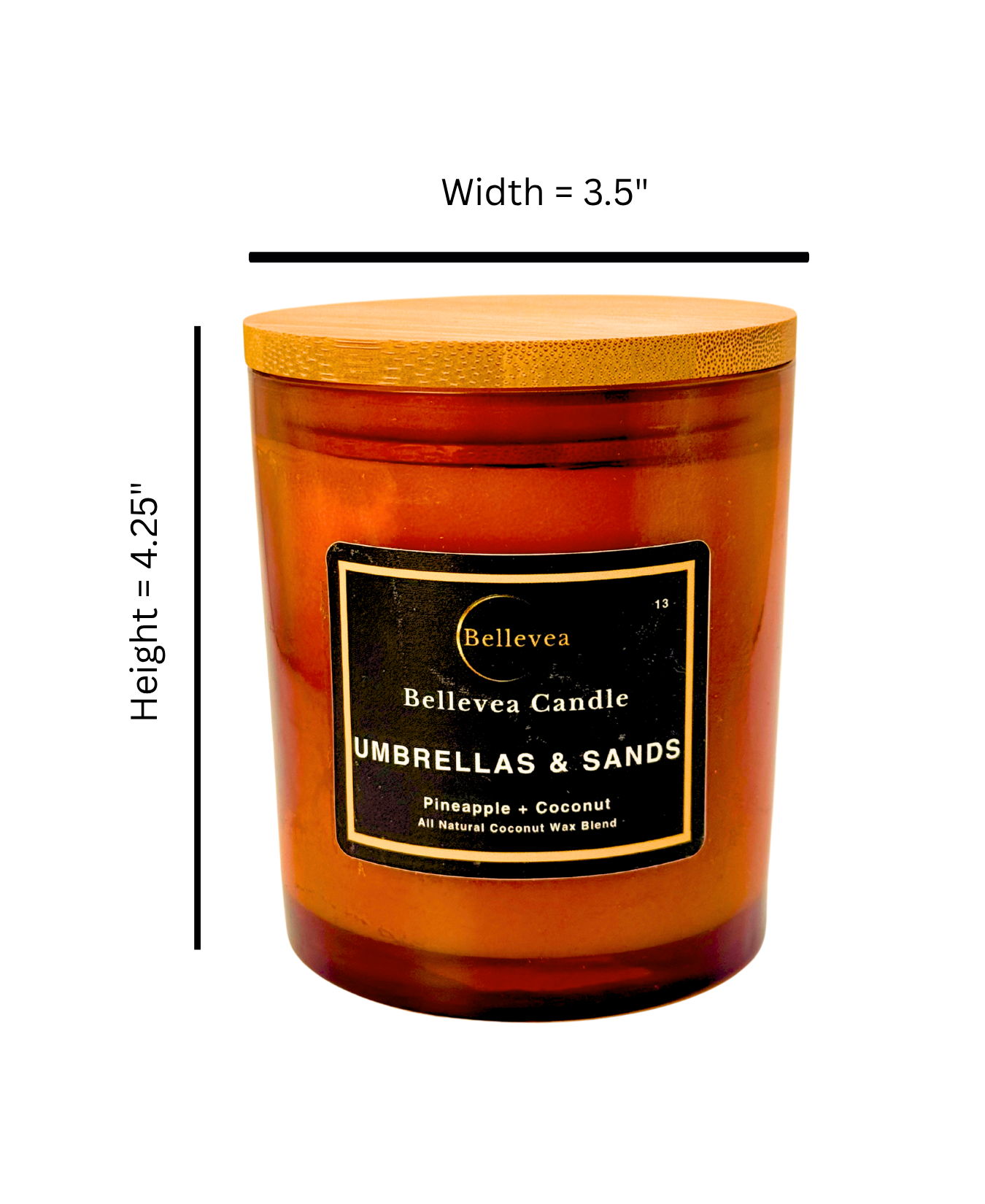 11 oz Bellevea Umbrella and Sands, the scents of pineapple and coconut.