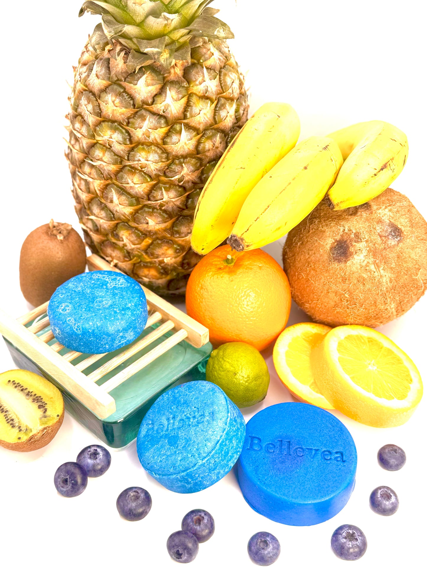 Clarifying Shampoo & Hydrating Conditioner Bars Combo - For fine, limp, & oily hair (All Hair Types) in women and men. Scents of orange, tropical fruits, coconut, mango, and pineapple. Free of parabens, silicones, & sulfates