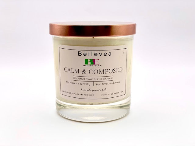 11oz Bellevea Calm and Composed Candle, the scent of lavender