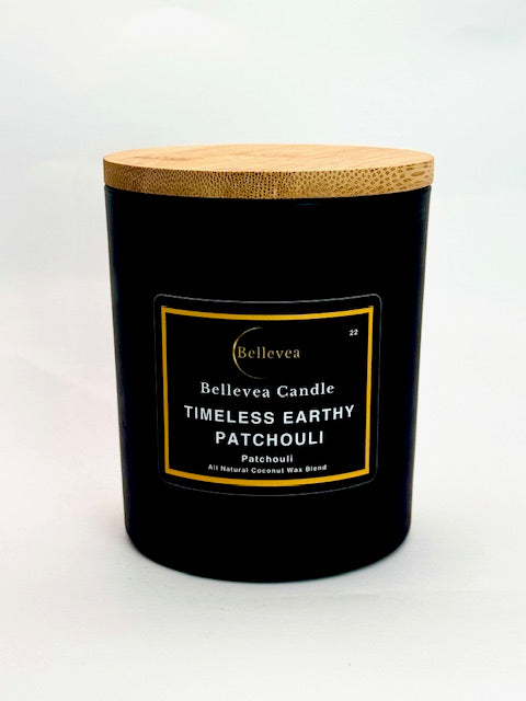 11oz Bellevea Timeless Earthy PATCHOULI Candle, the scents of patchouli and bergamot