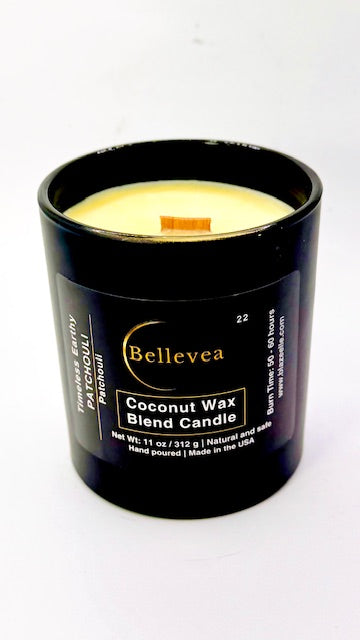 11oz Bellevea Timeless Earthy PATCHOULI Candle, the scents of patchouli and bergamot