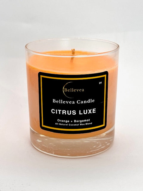 8oz Bellevea CITRUS LUXE Candle, the scents of orange and bergamot