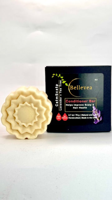 2.7oz Bellevea CalmScalp Conditioner Bar, scents of lavender and tea tree