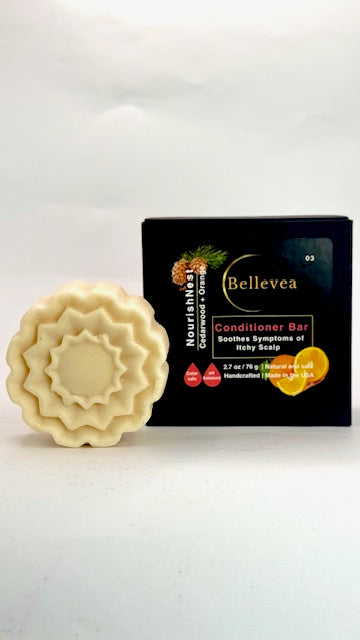 2.7oz Bellevea Citrus Kissed Conditioner Bar, scents of rose and orange