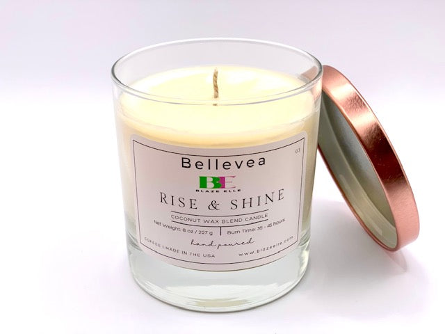 8oz Bellevea Rise & Shine Candle, the scent of coffee