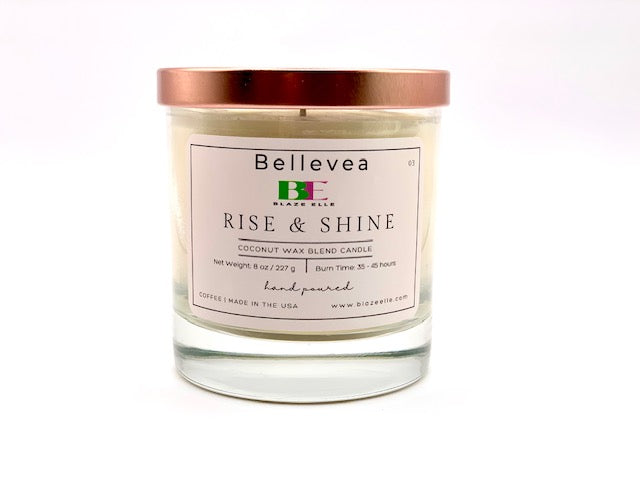8oz Bellevea Rise & Shine Candle, the scent of coffee